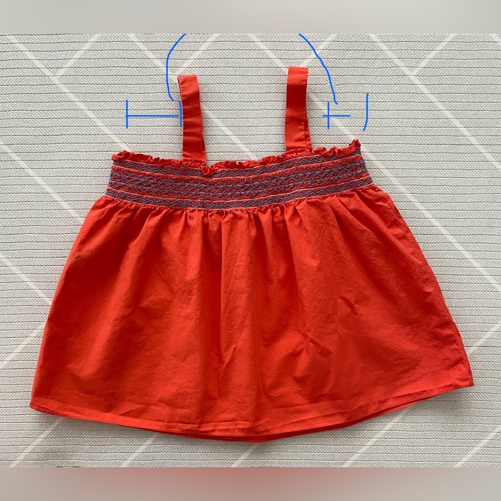 Jacadi Orange sleeveless top with smocking detail girl's size 4A